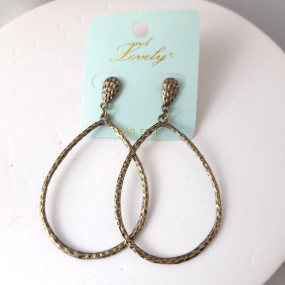 And Lovely Jewelry - And Lovely Antique Gold Textured Hoop Earrings